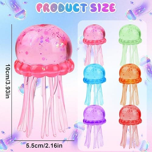 Jellyfish Squishy, Jellyfish Design Squeeze Stress Ball, Drop Malt Sugar Balls for Anxiety Stress for Party Favors Birthday Gift (Red) thumbnail 3