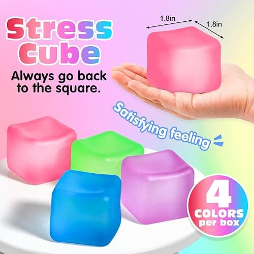 4 Pack Stress Cube, Slow Rising Ice Cube Stress Balls for Adults Kids, Sensory Fidget Toy for Anxiety Relief, Square Shape Squishy Balls for Classroom Prizes, Nice Cube Squishy for Party Favors thumbnail 3