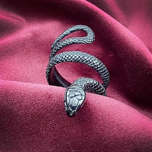 KouGeMou Womens Rock Snake Finger Ring Retro Jewelry Silver Snake Animal Rings Gift Accessories Size 6-10 thumbnail 5