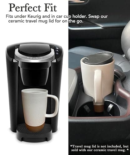 Mora Ceramics Large Tea Mug with Loose Leaf Infuser and Ceramic Lid, 18 oz, Portable, Microwave and Dishwasher Safe, Tall Coffee Cup - Rustic Matte Ceramic Glaze, Modern Herbal Tea Strainer, Cotton thumbnail 7