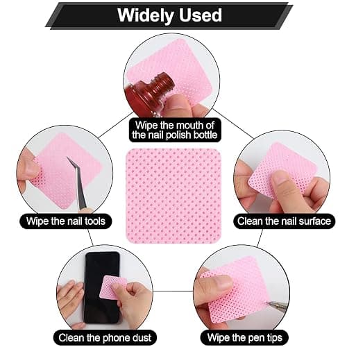 400 Pieces Nail Cotton Pads,1 Pull-Down Pump Dispenser Bottle,Super Absorbent Soft Non-Woven Eyelash Glue Wipes,Nail Polish dehumidifier for Eyelash Extension Products and Nail Oil Bottle(Pink White) thumbnail 5