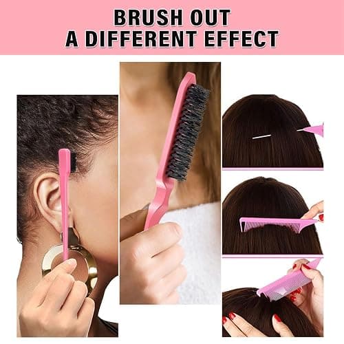 PasaRose Hair Styling Set - Wax Stick, Edge Brush, Tail Comb for Wig Styling and Edge Control - Pink thumbnail 6