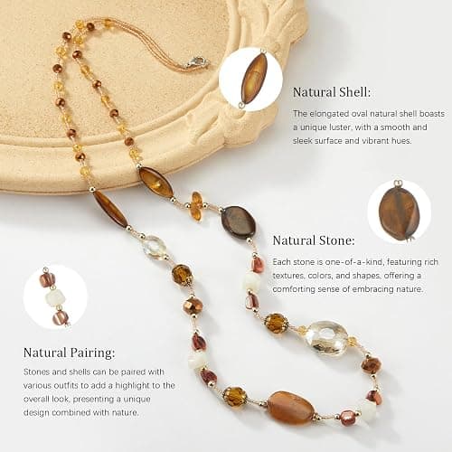 FULU AUTUMN Long Necklaces for Women Trendy Long Chunky Beaded Necklace Boho Fashion Costume Jewelry Mothers Day Gifts for Her thumbnail 4