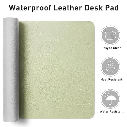 Aothia Leather Desk Pad Protector, Large Mouse Pad, Office Desk Mat, Non-Slip PU Leather Desk Blotter, Laptop Desk Pad, Waterproof Desk Writing Pad for Office and Home (Grass Green, 23.6" x 13.7") thumbnail 7