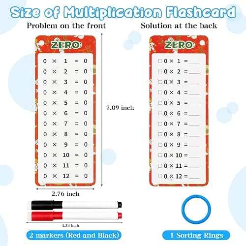 Anemeeoke 0-12 Multiplication Flash Cards, Large Math Table Flashcards, Multiplication Chart, Educational Times Table Flashcards for Classroom for 1st to 3rd Grades thumbnail 2