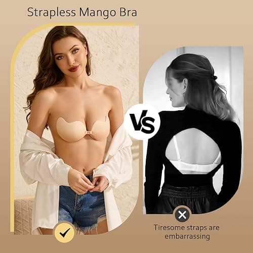 EIDOS Strapless Backless Sticky Push Up Bra - Invisible Adhesive Bra for Women with Nipple Covers 2025 thumbnail 5