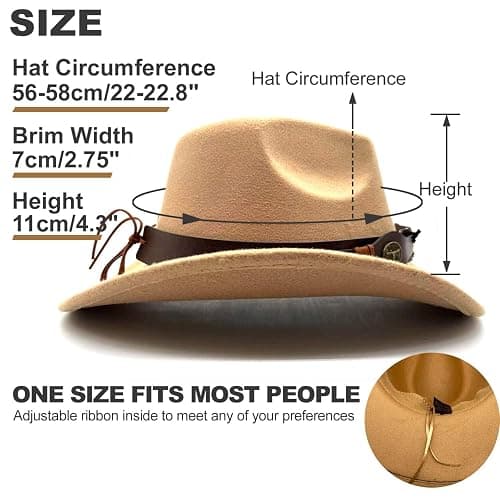 JXXAMZ33 Cowgirl Hat with Wide Belt Western Cowboy Hats for Womens thumbnail 3