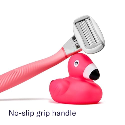 Flamingo Shaving Razor Set for Women - Original Razor Handle, 4 Blade Refills, and Shower Holder - Pink thumbnail 4