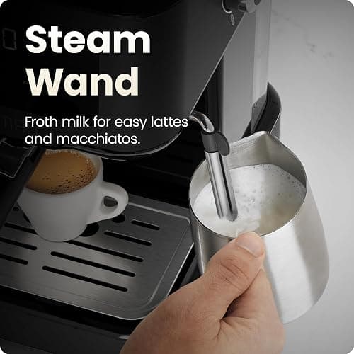 Chefman CraftBrew Espresso Machine, 15-Bar Pump Digital Espresso Maker w/Steam Wand for Latte & Cappuccino, Compact Espresso Coffee Machine w/ 1.5L Removable Water Reservoir - Stainless Black thumbnail 5