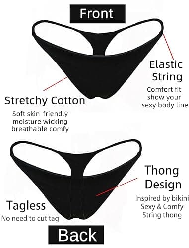 KUKU PANDA Cotton Thongs for Women Sexy Seamless Woman G String Panties 3 Pack Set thumbnail 9