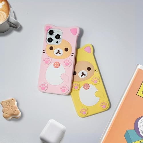IAIYOXI 3D Cute Cartoon Bear Phone Case for iPhone 15 Plus - Fashionable and Stylish - Funny Pink Bear Design - Soft TPU Protective Case - Kawaii Silicone Cover for Women, Girls, and Kids thumbnail 7
