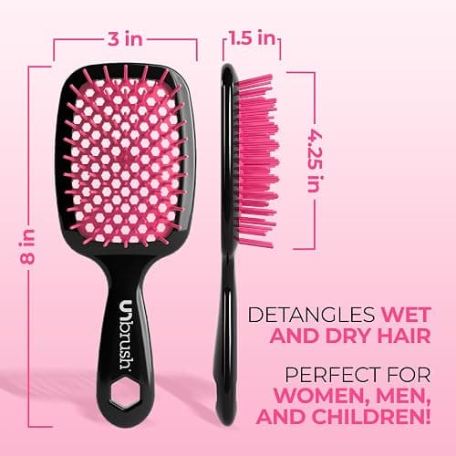 FHI Heat UNbrush Detangling Brush for Pain-Free Brushing on All Wet or Dry Hair Types — Durable DuoFlex Anti-Static Bristles, Lightweight Handle, Vented Hair Brush, Cherry Blossom thumbnail 5