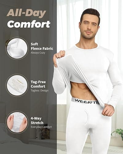 WEERTI Thermal Underwear for Men Long Johns with Fleece Lined Base Layer Men Cold Weather Top Bottom thumbnail 2