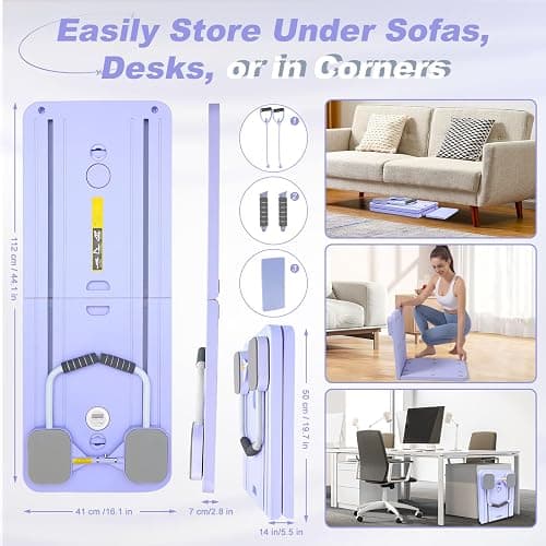 2025 Pilates Reformer Machine - Foldable Multifunctional Abdominal Board for Home Gym, Auto-Rebound Pilates Board for Core, Abdominal Strength & Full Body Workout thumbnail 8