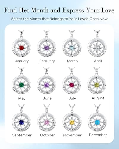 S925 Necklace Gift for Wife |Compass Jewelry |Women Anniversary |Sterling Silver |Girlfriend Birthday Gifts for Her Valentines |I'd be Lost without You |Jewel 18K Gold thumbnail 6