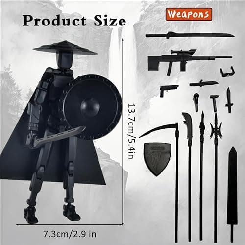 PkghoKids Already Assembled T13 Action Figure Accessories,T13 Multi-Jointed Movable 3D Printed Toys (Black) thumbnail 2