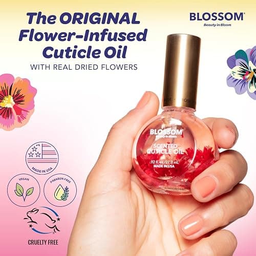 Blossom Cuticle Oil for Nails, Hydrating, Moisturizing, Scented Nail Oil Cuticle Care, Infused with Real Flowers, Made in USA, 0.5 fl. oz, Hibiscus thumbnail 3