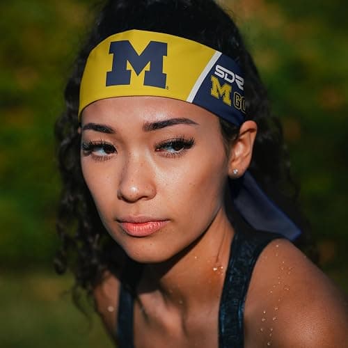 Suddora University of Michigan Headband, Michigan Wolverines Breathable Sweatbands for Sports Events, Non-slip Fabric Headband for Football, Tennis, Workout, Costumes & Cosplay thumbnail 5