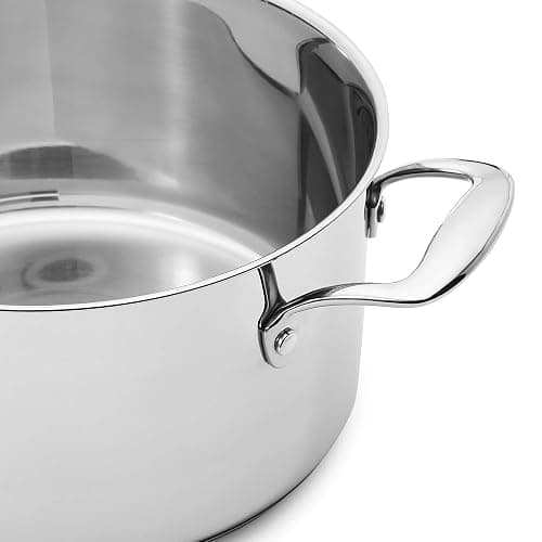 Amazon Basics Stainless Steel Cookware 11-Piece Set, Oven Safe, Induction-Ready, Even Heating, Non Toxic, Stay-Cool Handles, Pots and Pans, All Stovetops, Glass Lids, Silver thumbnail 4