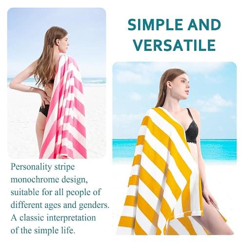 4 Packs Extra Large Bath Towels Striped Beach Towel Set Bathroom Sheets Bulk Oversized XL Big Fluffy Absorbent Microfiber Soft Blanket Turkish Hotel Shower Pool Hot Tub Toallas Baño Grandes Pink thumbnail 4