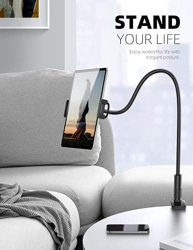 Lamicall Gooseneck Tablet Holder, Flexible Tablet Stand - 36" Lazy Arm 360 Adjustable Holder Clamp Bracket Bed for 2024 iPad Pro 9.7, 10.5, 11, iPad Air mini 2 3 4 5 6, Switch, 4.7-11" Devices -Black thumbnail 4