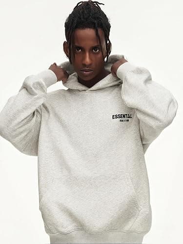 RICK TOP ONE Essentials Unisex Solid Basic Fleece Loose Hoodie Cotton Baggy Sweatshirt Long Sleeve Drop Shoulder Pullovers thumbnail 7