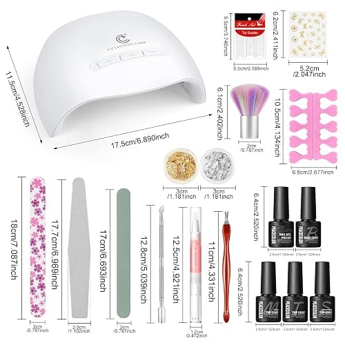 PEACECOLOR 39pc Gel Nail Polish Kit with U V Light, Pink Brown Nude Dark Red 22 Colors Pastel Gel Polish Kit with Base Top Coat Matte Glossy French Nail Art for Beginners Manicure DIY thumbnail 5
