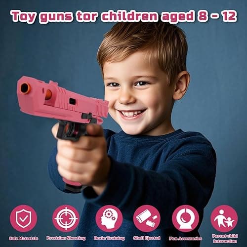 Soft Bullet Toy Gun Shell Ejecting with 120 Bullets, Rapid-fire Realistic Toy Gun for Boys, Shooting Game Toy Pistol Model Gun, Christmas Birthday Gifts for Boys Girls Age 6+ (Red) thumbnail 7