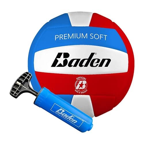 Baden Premium Soft Synthetic Leather Official Size & Weight Outdoor Volleyball 6 Pack with Pump thumbnail 5