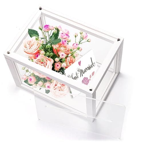 yarlung Clear Acrylic Wedding Card Box, White Wooden Card Box for Party Reception, Thick Money Box Gift Card Keepsake Holder for Election Ballot, Baby Shower Birthday Graduation thumbnail 4