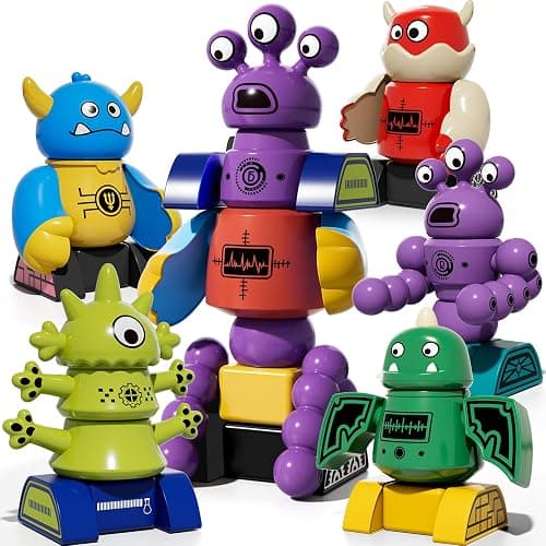 TEMI Magnet Robot Toy for Kids 3-5 Years Old - Monster Magnet Toys Stacking Transform Toys with Storage Box, Set for Boys Age 3 4 5 6 7 Years Old Boys, Christmas and Birthday Gifts thumbnail 9