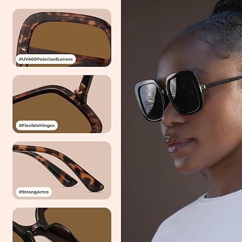 miyya Oversized Polarized Sunglasses Women, Trendy Retro Sun Glasses for Women 2025, Oversized Shades thumbnail 4