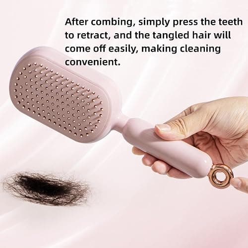 Self Cleaning Hair Brush, 2026 Upgrade Retractable Cushion Massage Comb, Anti Static Self Cleaning Hair Brush, Hairs Styling Tools for All Hairs Types, One-pull thumbnail 2