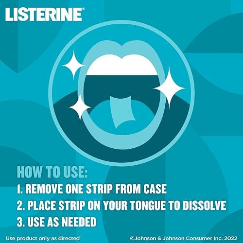 Listerine PocketPaks Cool Mint Breath Strips, Portable Pocket-Sized Oral Care Mouth Freshener, Dissolving Strips Kill 99% of Bad Breath Germs, Sugar Free, 3 x 24-Strip Packs thumbnail 3
