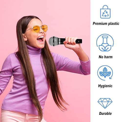 Gjinxi Fake Microphone Props Plastic Fake Microphone Realistic Plastic Microphones Prop Pretend Play Mic Prop Black Stage Mics Tool for Karaoke Halloween Stage Costume Favors Birthday Party thumbnail 4