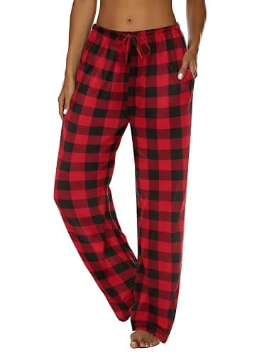Ekouaer Women Pajama Pants Comfy Pj Bottom with Pockets Stretch Plaid Sleepwear thumbnail 2