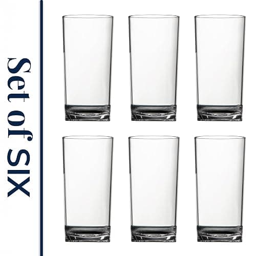 US Acrylic Classic Clear Plastic Reusable Drinking Glasses (Set of 6) 16oz Water Cups | BPA-Free Tumblers, Made in USA | Top-Rack Dishwasher Safe thumbnail 8