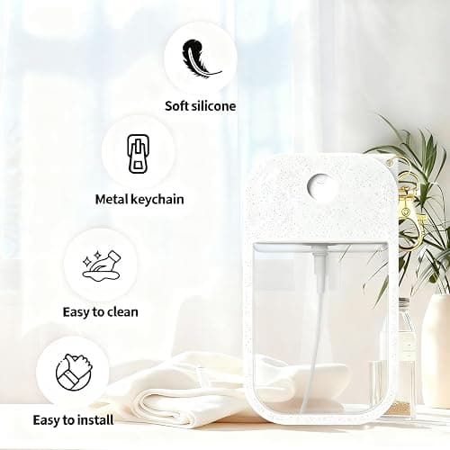 3Pcs Hand Sanitizer Spray Case 30ml,Thickened Silicone Protective Case for Touchland Hand Sanitizer,Perfume Travel Spray Bottle Accessory with Keychain(3 Colors Glitter Sequin) thumbnail 7
