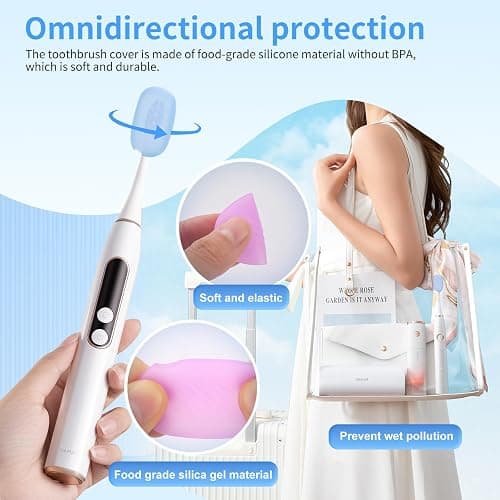 6 Pcs Toothbrush Covers, Silicone Toothbrush Head Cover Caps for Travel | silicone toothbrush covers with vent holes fit most manual and electric toothbrushes for home, travel and gym thumbnail 4