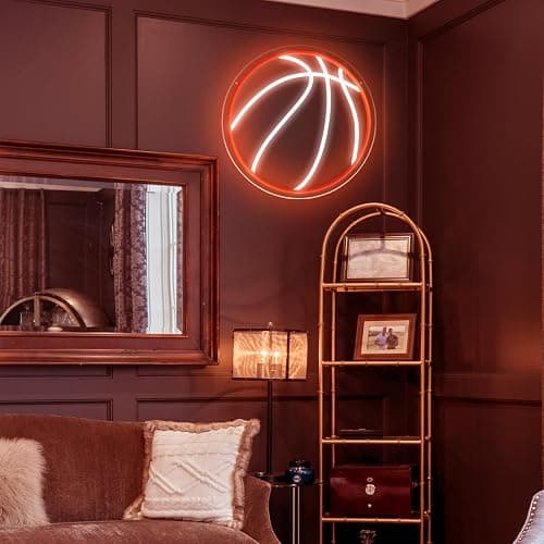 Basketball Neon Sign, 12.6"×12.6" Basketball Led Neon Light for Wall Decor, Powered by USB with Dimmable Switch, Wall Decor Aesthetic for Room Bedroom, Sports Decor thumbnail 4