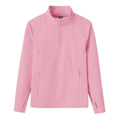 MoFiz Girls Long Sleeve Equestrian Riding Shirt Soft Thermal Half Zip Fleece Lined Jacket for Winter Horseback Riding Kids - Image 1