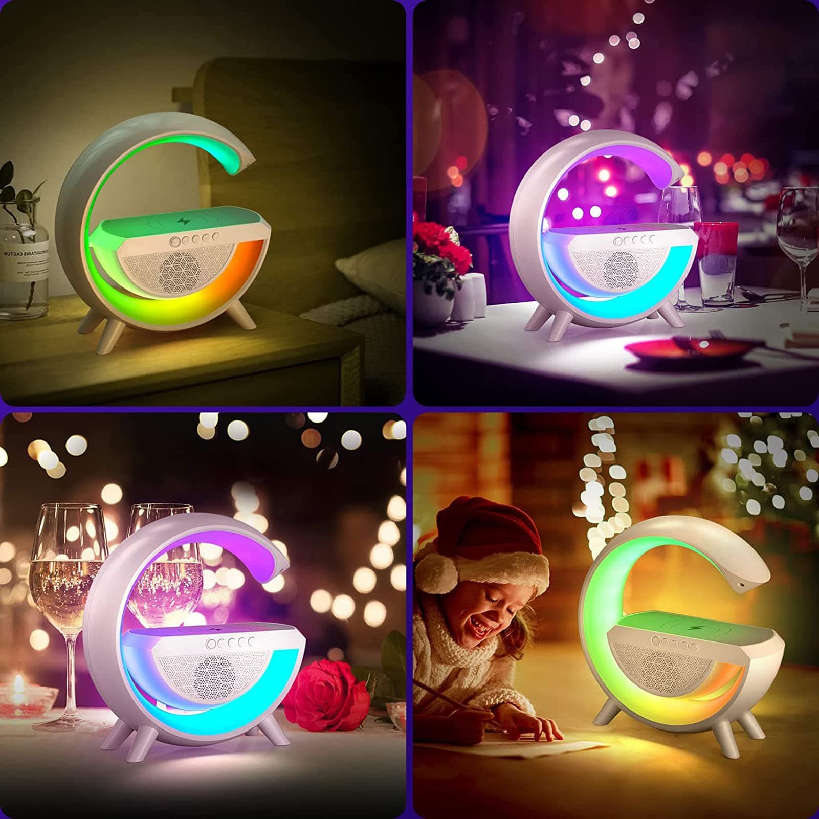 Iluminación Ambiental con Altavoces Bluetooth Altavoces Bluetooth Recargables Lámpara de Mesa Cargador Inalámbrico Altavoz Bluetooth Luz 1200mAh RGB Carga USB Cargador Inalámbrico Lámpara para Oficina thumbnail 4