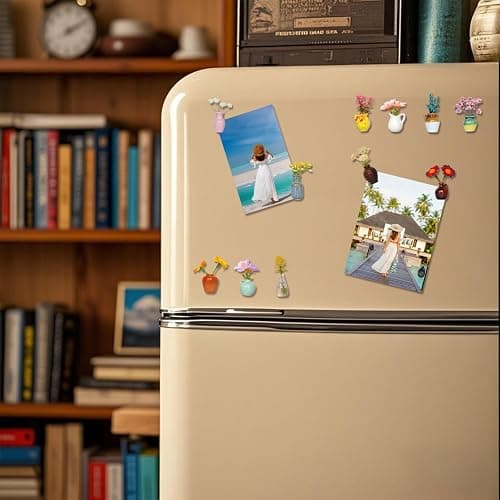 UpaLoo 5pcs Mini Vase Magents for Fridge, Funny Tiny Vase Fridge Magnets, Plant Vase Fridge Magnets for Whiteboard, Locker, File Cabinet(with Flower) thumbnail 7