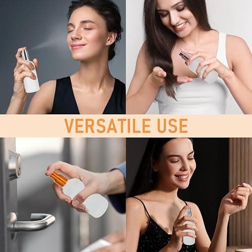 AuroTrends 3.4oz Frosted Glass Spray Bottles 2Pack, Empty Perfume Spray Bottles for Face Body Travel, Refillable Fine Mist Atomizer with Silver Caps, Plastic Dropper and Stickers Included thumbnail 4