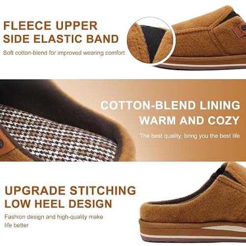 ONCAI Mens Slippers with Orthotic Arch Support,House Slippers Cotton-Blend High-Density Memory Foam Comfort Plantar Fasciitis Warm Slip-on Indoor Outdoor Rubber Sole Felt US Size 7-16 thumbnail 3