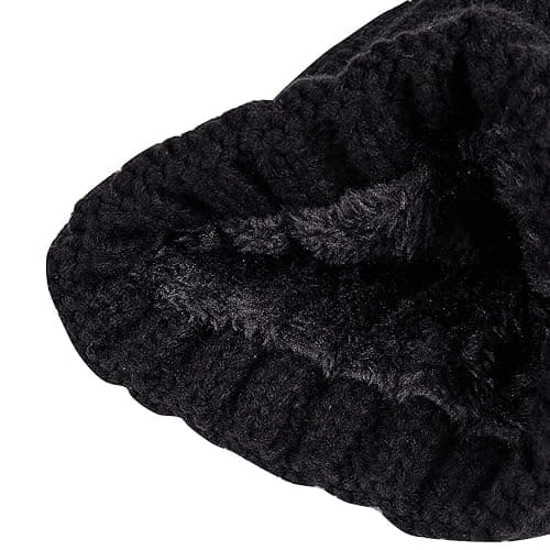 PAGE ONE Womens Winter Thick Cable Knit Beanie Faux Fur Pom Hat Fleece Lined Skull Cap thumbnail 3