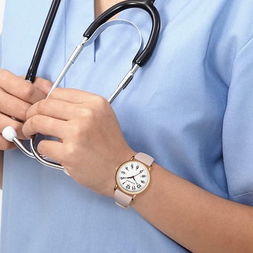 GOLDEN HOUR Waterproof Nurse Watch for Medical Professionals, Students Women Men - Military Time Luminouse Easy Read Dial, 24 Hour with Second Hand, Colorful Silicone Band thumbnail 7