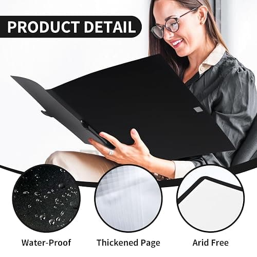 JJRING 16x22 Art Portfolio Folder for Diamond Painting, 40-Pocket Portfolio Binder Featuring Clear Plastic Sleeves, Display Book with Handle for Artwork and Document Storage, Black thumbnail 5