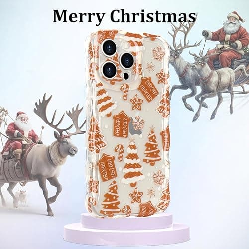 L-FADNUT Christmas Phone Case for iPhone 13 Pro Max Cute Curly Wavy Merry Christmas Pattern Case Clear Xmas Tree Cover for Girls Kids Women Slim TPU Protective Cover for iPhone 13 Pro Max,Candy Cane thumbnail 5