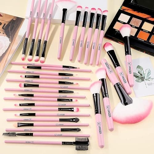 Makeup Brushes, VANDER 32pcs Makeup Brush Set Professional Soft Synthetic Foundation powder concealer blending Make up Brushes, eye shadow blush face brush set, Pink thumbnail 4
